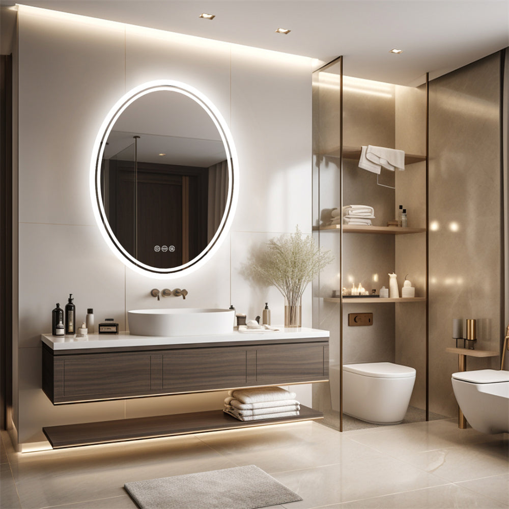 Oval LED Bathroom Mirror with Demister_0